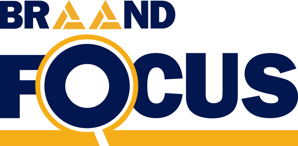 Logo of a brand with a magnifying glass focusing on it
